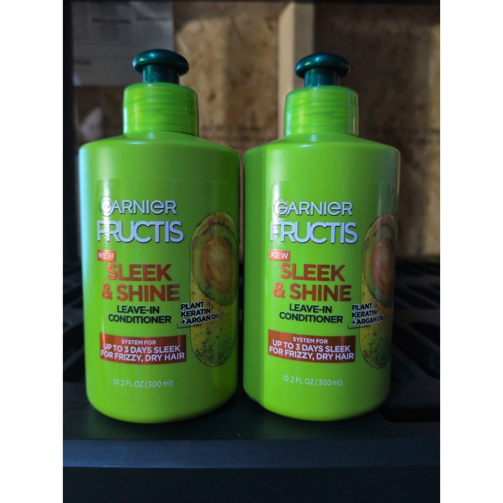 2ct NEW Garnier Fructis Sleek & Shine Leave-In Conditioner Argan Oil 10.2 fl oz.